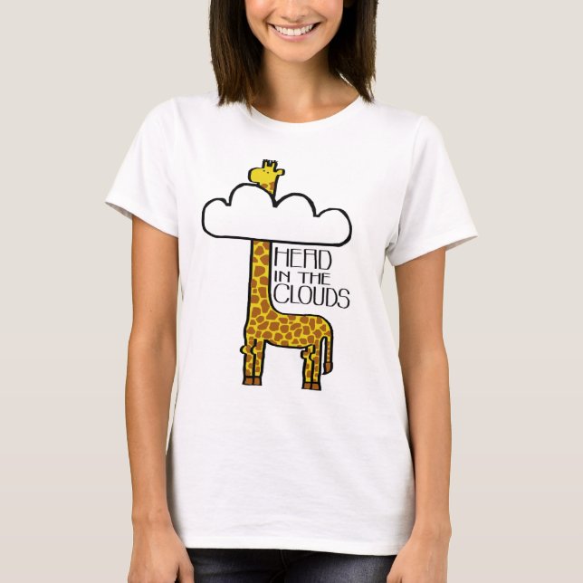 "Kopf in den Wolken" Giraffen-Damen-T - Shirt (Vorderseite)