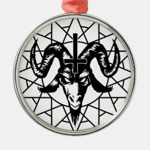 Kopf mit Chaos-Stern (Schwarzes) Silbernes Ornament
