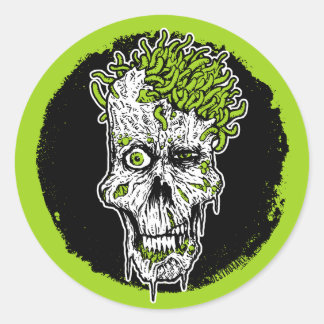 Kopf mit Würmern rund Aufkleber