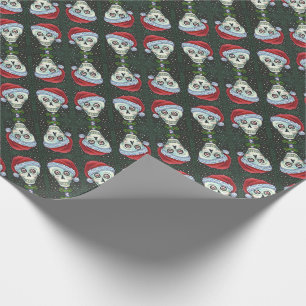 KOPF SANTA SKULL, CHRISTMAS SKELETON SPASS GESCHENKPAPIER