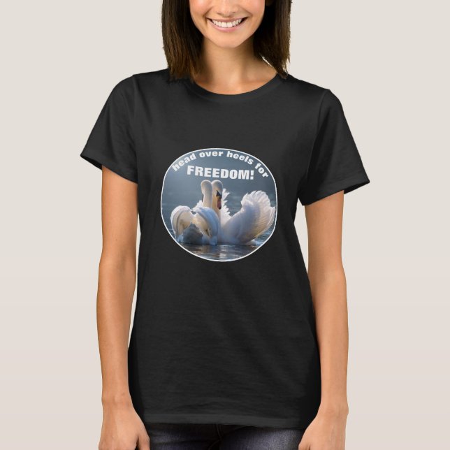 Kopf über Heels - T - Shirt Schwäne (v2 dunkel) (Vorderseite)