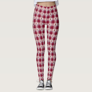 Kopf- und Halskrebs-Bewusstsein Kariert Burgunderr Leggings