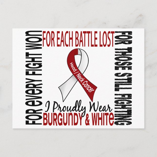 Kopf-und Nackenkrebs Ich trage stolz Burgundy Whit Postkarte (Vorderseite)