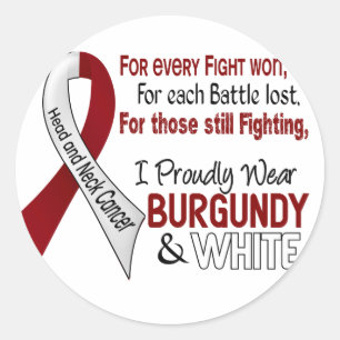 Kopf-und Neckenkrebs Ich trage stolz Burgundy Whit Runder Aufkleber