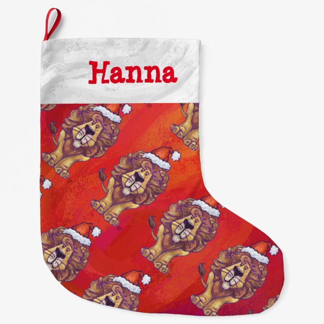 Kopf-und Schwanz-Löwe-Muster-Weihnachten Großer Weihnachtsstrumpf (Vorderseite)