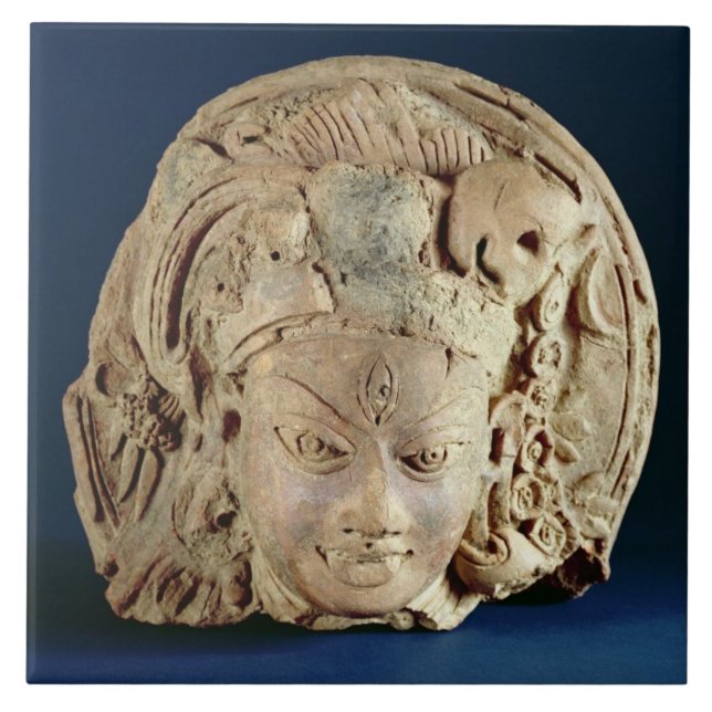 Kopf von Ardhanarisvara, Newal, Unnao (Terrakotta) Fliese (Vorderseite)