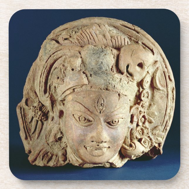 Kopf von Ardhanarisvara, Newal, Unnao (Terrakotta) Getränkeuntersetzer (Vorderseite)