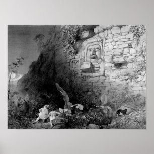 Kopf von Itzam Na, Izamal, Yucatan, Mexiko, 1844 Poster