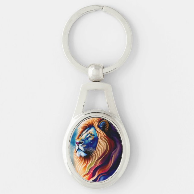 Kopf White Lion Farben Kunst Schlüsselanhänger (Vorderseite)