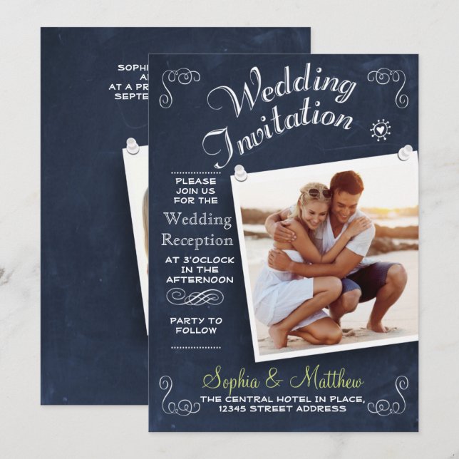 Kopfbrett | FOTO | Einladung zur Hochzeitsempfehlu (Vorne/Hinten)