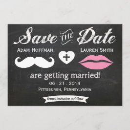 Kopfbrett Mustache und Lippen Save the Date