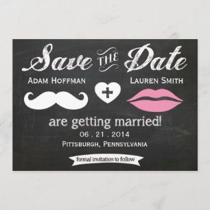 Kopfbrett Mustache und Lippen Save the Date