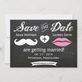 Kopfbrett Mustache und Lippen Save the Date