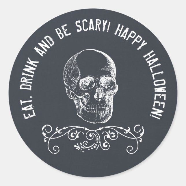 Kopfbrett Skull Personalisiertes Halloween-Party Runder Aufkleber (Vorderseite)