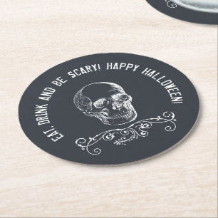 Kopfbrett Skull Personalisiertes Halloween-Party Runder Pappuntersetzer