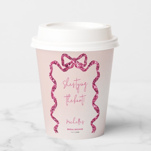 Kopffe das rosa Glitzer-Bug-Brautparty Pappbecher (Vorderseite)