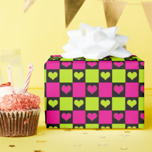 Kopfhörer an der Tafel - Kalkgrün, Hot-Pink und Sc Geschenkpapier
