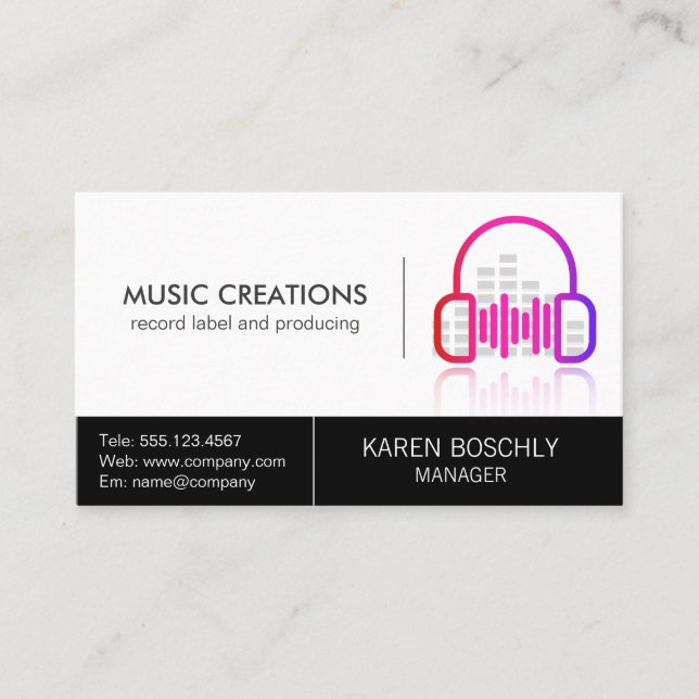 Kopfhörer Audio-Logo Digitales Symbol Visitenkarte (Vorderseite)