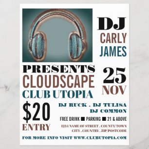 Kopfhörer, DJ, Club Event Advertising Flyer