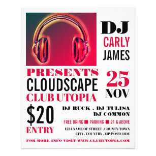 Kopfhörer, DJ, Club Event Advertising Flyer