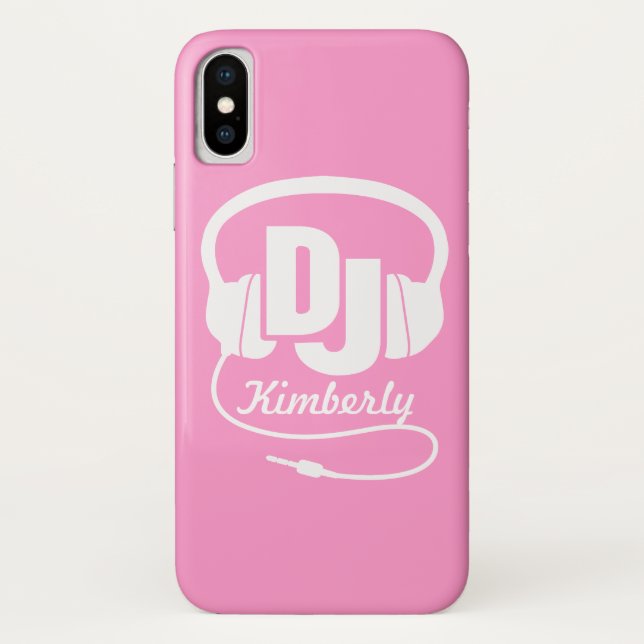Kopfhörer DJ Mädchenname Rosa und Weiß iPhone Gehä Case-Mate iPhone Hülle (Rückseite)