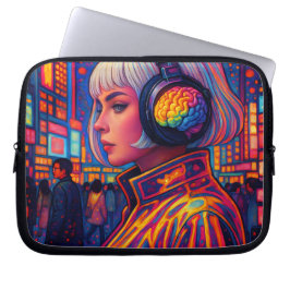 Kopfhörer für Mädchen mit Regenbogenfarben Laptopschutzhülle