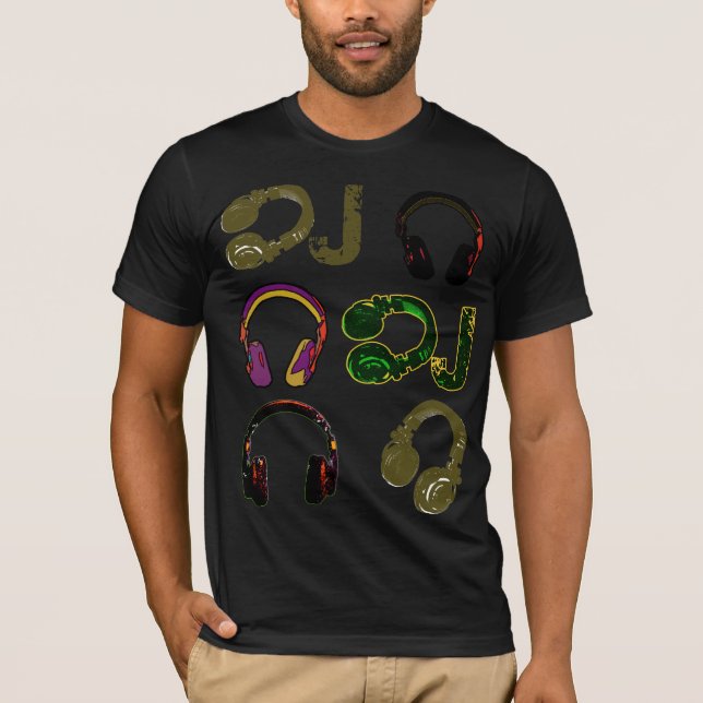 Kopfhörer für Musikdisketten T-Shirt (Vorderseite)