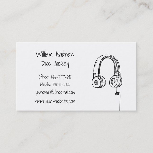 Kopfhörer-Gekritzel DJ-Disc-Jockey Visitenkarte (Vorderseite)