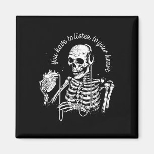 Kopfhörer Herz Gotische Musik Halloween Skelett Magnet