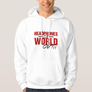 Kopfhörer im Weltheraus Hoodie (weiß/Rot)