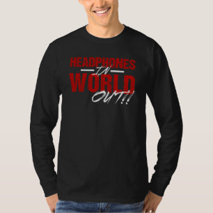 Kopfhörer in der Weltheraus langen Hülse T-Shirt