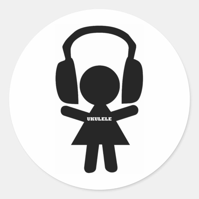 Kopfhörer Jamming Ukulele Music Runder Aufkleber (Vorderseite)