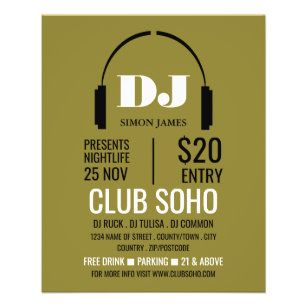 Kopfhörer-Logo, DJ, Flyer für Veranstaltungen in C