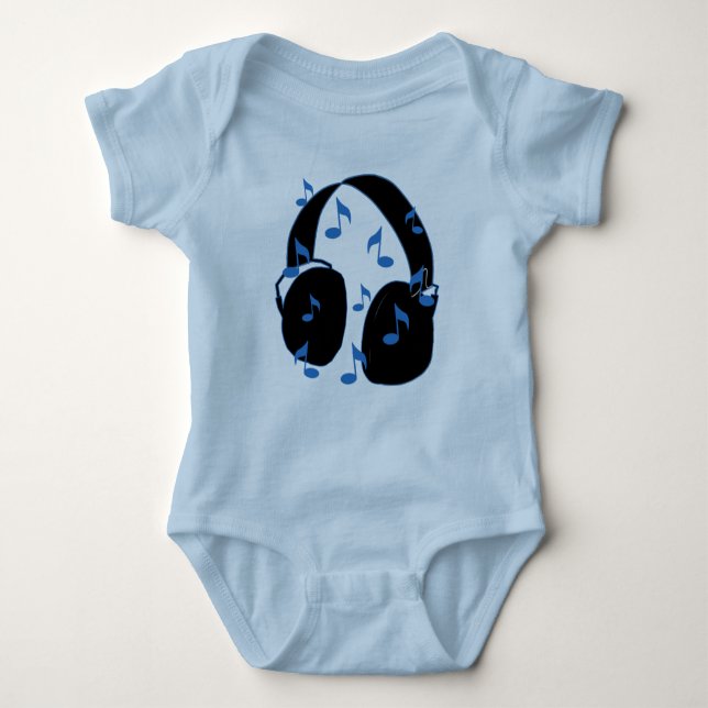 Kopfhörer mit musikalischen Anmerkungen für Baby Baby Strampler (Vorderseite)