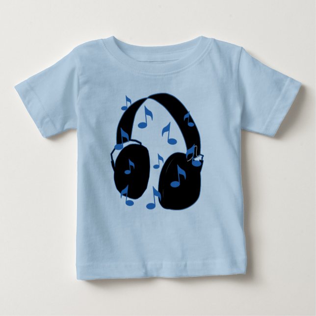 Kopfhörer mit musikalischen Anmerkungen für Baby Baby T-shirt (Vorderseite)