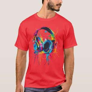 Kopfhörer Musik DJ Musik Kopfhörer Splash EDM Mu T-Shirt