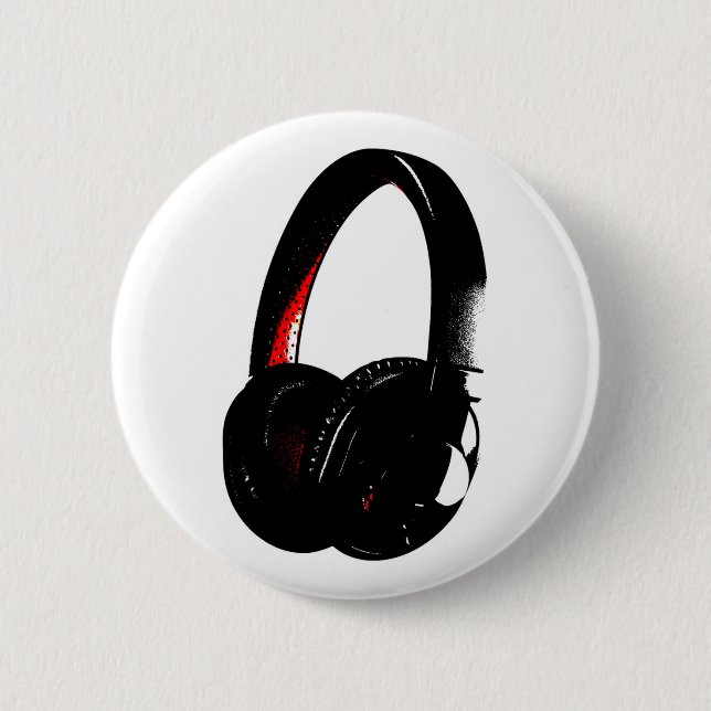Kopfhörer-Pop Art Kopfhörer Button (Vorderseite)