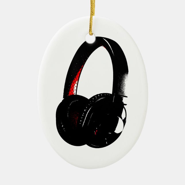 Kopfhörer-Pop Art Kopfhörer Keramik Ornament (Vorne)