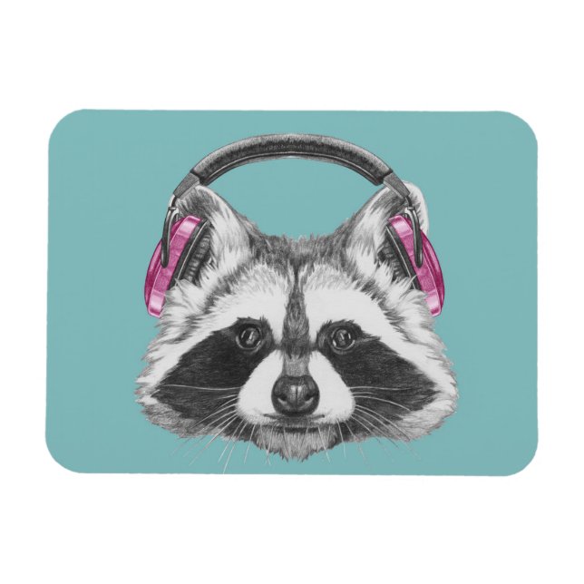 Kopfhörer-Raccoon Magnet (Horizontal)