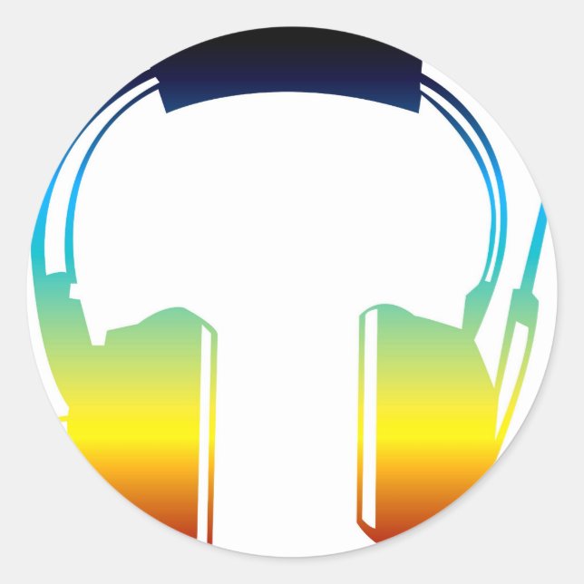 Kopfhörer Runder Aufkleber (Vorderseite)