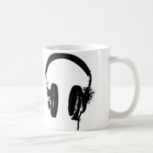 Kopfhörer Schwarz Schablone Grafik Kunst Tasse