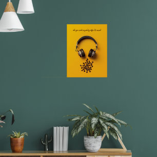 Kopfhörer und Kaffeebohnen Poster