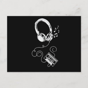 Kopfhörer und Kassette Postkarte