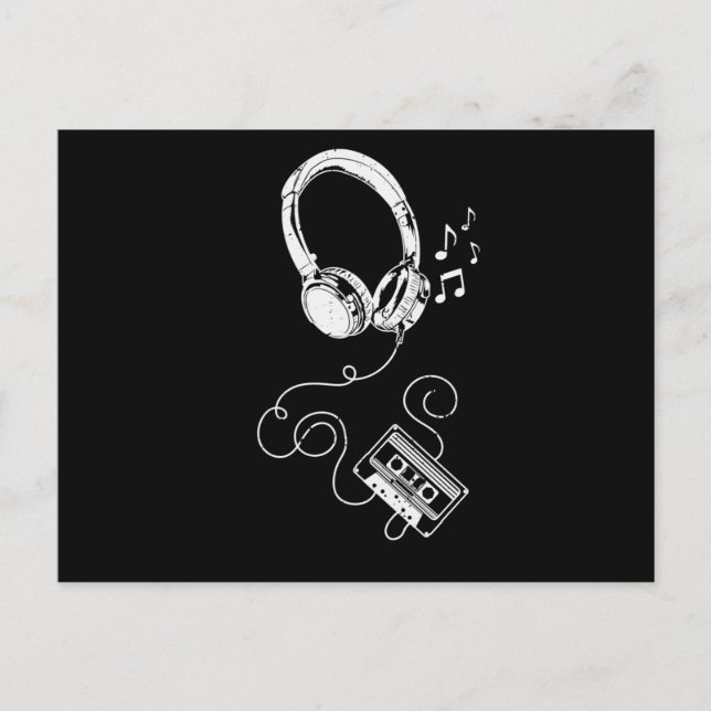 Kopfhörer und Kassette Postkarte (Vorderseite)