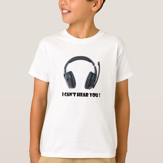 Kopfhörer und Text, den ich nicht hören kann T-Shirt (Vorderseite)