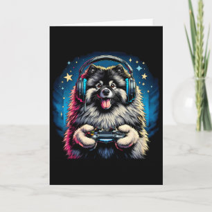 Kopfhörer Videospiel Keeshond Hund Gaming  Karte