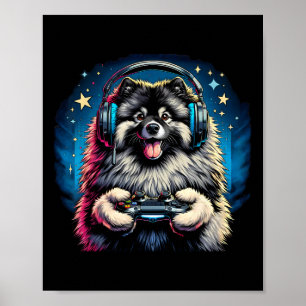 Kopfhörer Videospiel Keeshond Hund Gaming  Poster