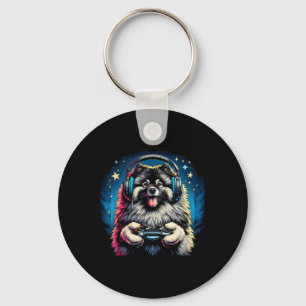 Kopfhörer Videospiel Keeshond Hund Gaming Schlüsselanhänger
