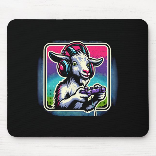 Kopfhörer Videospiel Ziege Gaming  Mousepad (Vorne)