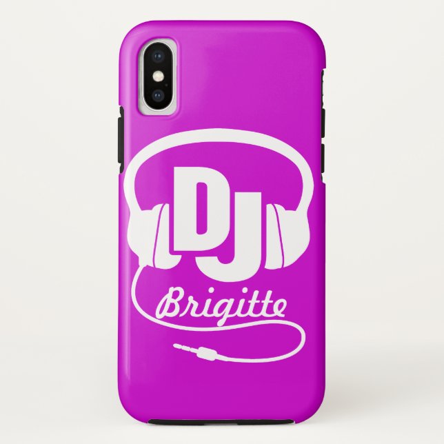 Kopfhörergehäuse mit lila DJ-Namen Case-Mate iPhone Hülle (Rückseite)
